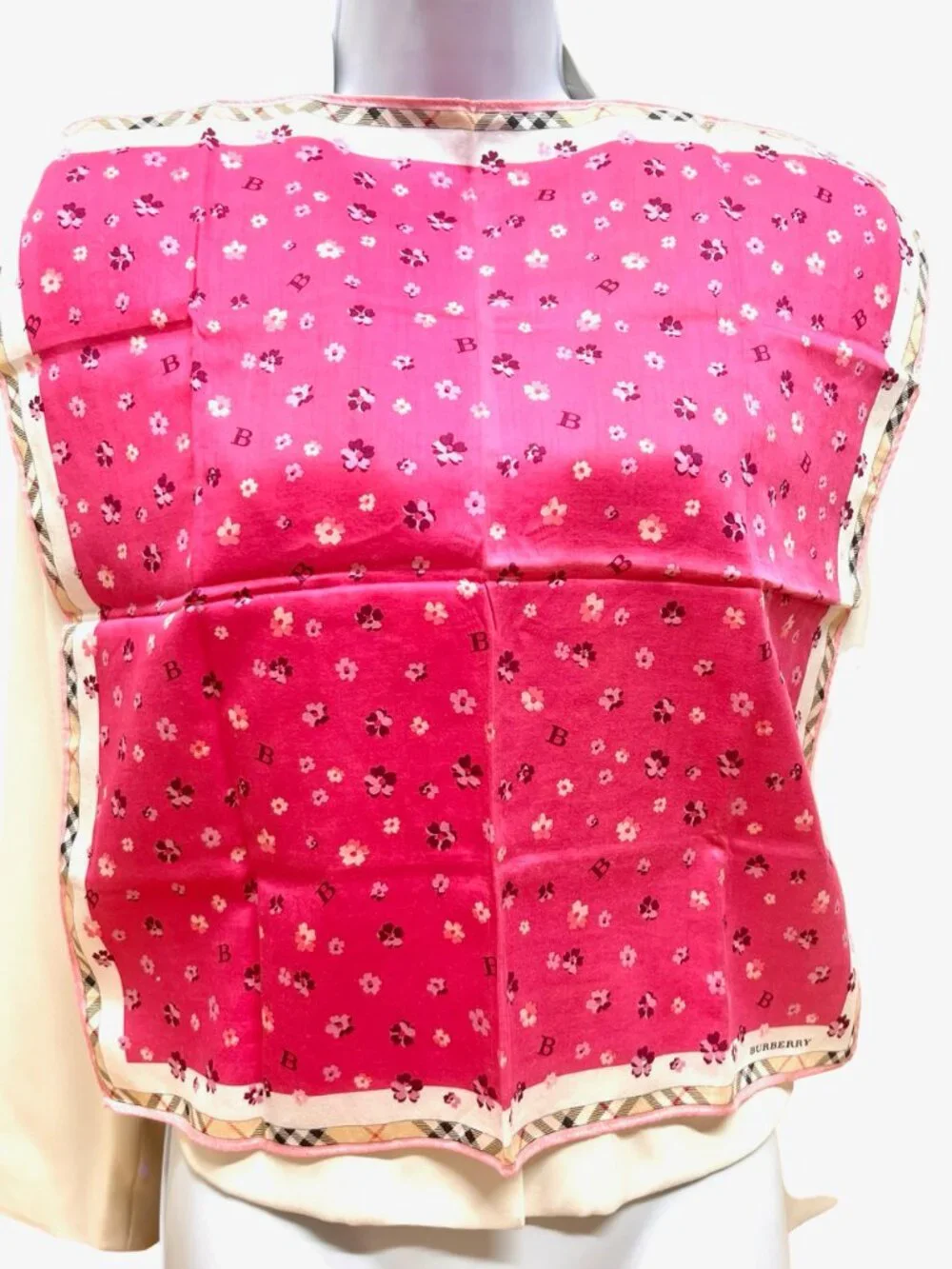 Burberry   Min iscarf/ Neck-kerchief cotton 19.5" pink violet beige nova (98) - Picture 5 of 11